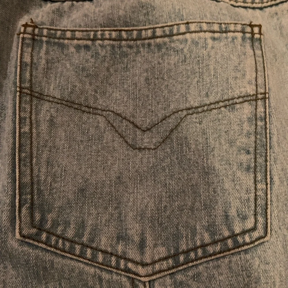 Vintage Harley Davidson 90’s #1 Patch Light Wash Blue Biker Y2K Jeans Size 14 - Picture 11 of 16